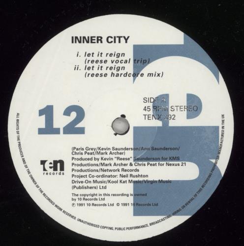 Inner City Let It Reign 12" vinyl single (12 inch record / Maxi-single) UK INC12LE882743