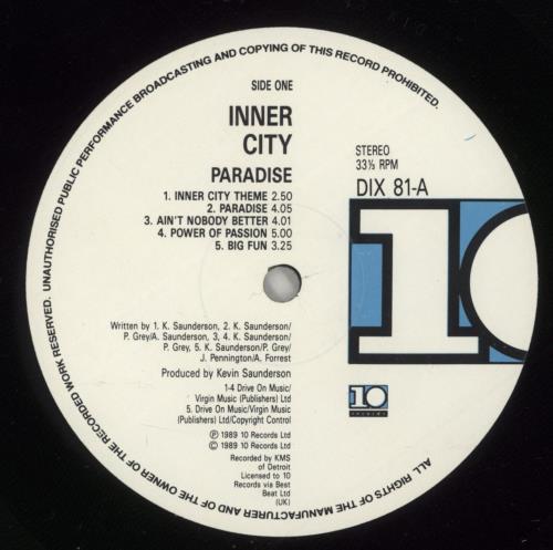 Inner City Paradise - EX vinyl LP album (LP record) UK INCLPPA813812