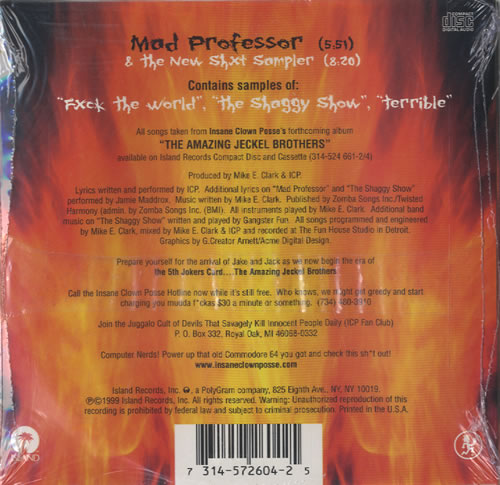 Insane Clown Posse Mad Professor CD single (CD5 / 5") US PCIC5MA462570