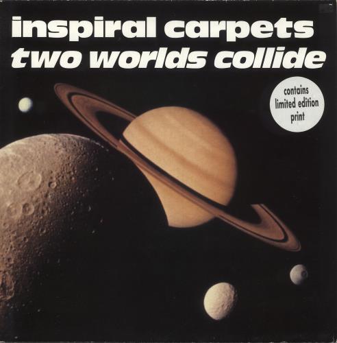Inspiral Carpets Two Worlds Collide + Art Print - EX 12" vinyl single (12 inch record / Maxi-single) UK INS12TW709779