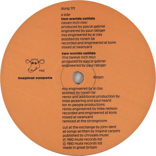 Inspiral Carpets Two Worlds Collide + Art Print - EX 12" vinyl single (12 inch record / Maxi-single) UK INS12TW709779
