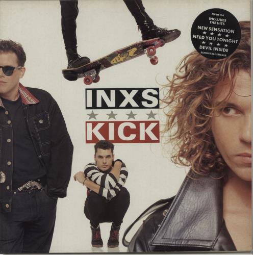 Inxs Kick - Black Hype Sticker vinyl LP album (LP record) UK INXLPKI658622