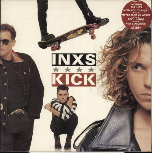 Inxs Kick - Red Hype Sticker vinyl LP album (LP record) UK INXLPKI734377