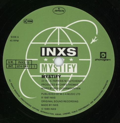 Inxs Mystify 7" vinyl single (7 inch record / 45) UK INX07MY225097