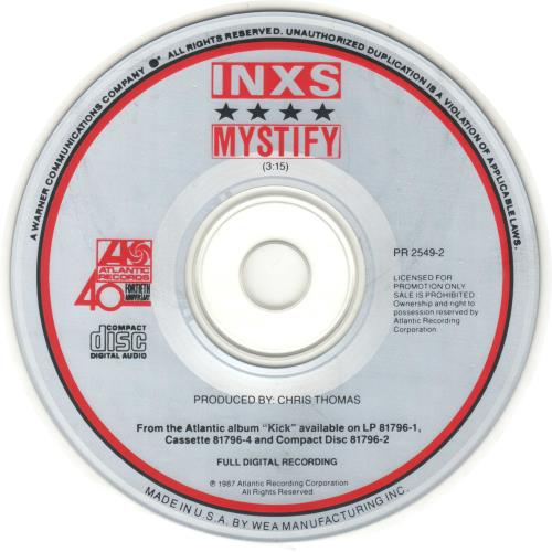 Inxs Mystify CD single (CD5 / 5") US INXC5MY02926