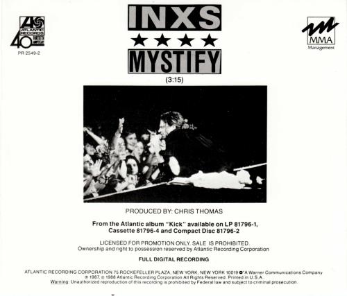 Inxs Mystify CD single (CD5 / 5") US INXC5MY02926