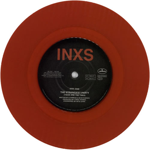 Inxs The Strangest Party - Red Vinyl 7" vinyl single (7 inch record / 45) UK INX07TH34424