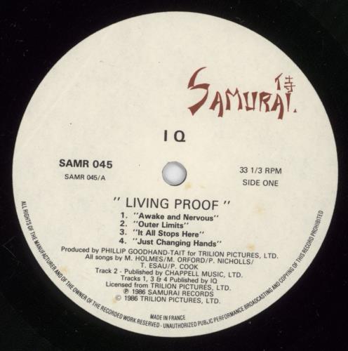 IQ Living Proof vinyl LP album (LP record) French I-QLPLI890811