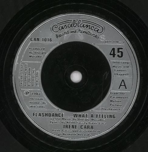 Irene Cara Flashdance... What A Feeling 7" vinyl single (7 inch record / 45) UK IRC07FL225216
