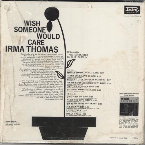 Irma Thomas Wish Someone Would Care vinyl LP album (LP record) US IBOLPWI766605