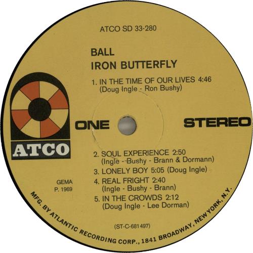 Iron Butterfly Ball - yellow label vinyl LP album (LP record) German IRBLPBA653307