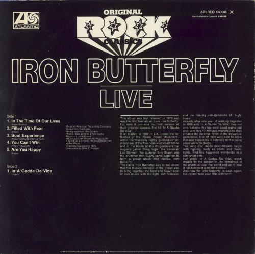 Iron Butterfly Live vinyl LP album (LP record) UK IRBLPLI829625