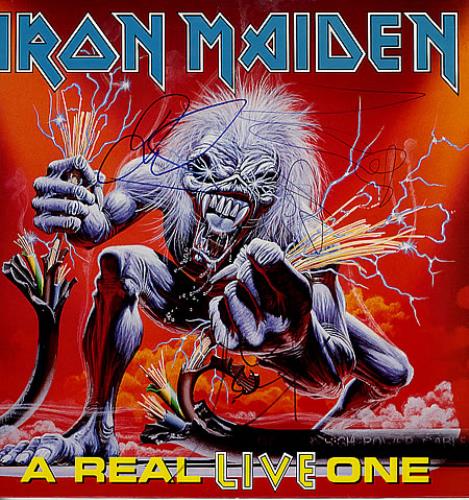 Iron Maiden A Real Live One - Autographed! vinyl LP album (LP record) UK IROLPAR348043