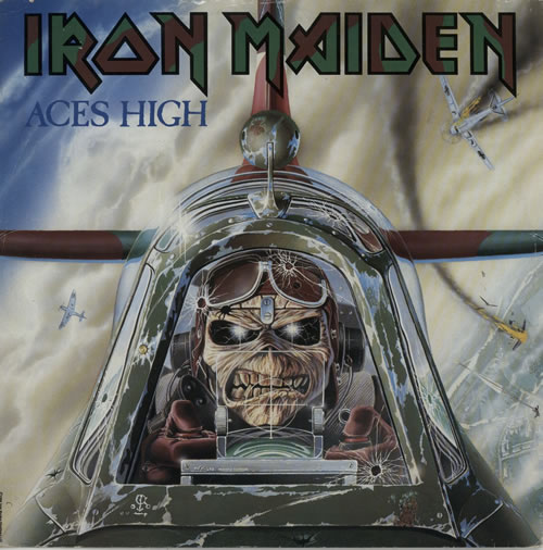 Iron Maiden Aces High + Sleeve - EX 12" vinyl single (12 inch record / Maxi-single) UK IRO12AC593028