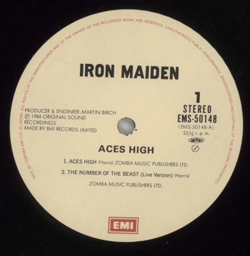 Iron Maiden Aces High 12" vinyl single (12 inch record / Maxi-single) Japanese IRO12AC583130