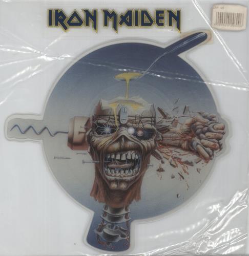 Iron Maiden Can I Play With Madness - Stickered Sleeve - Factory Sample shaped picture disc (picture disc vinyl record) UK IROSHCA871644