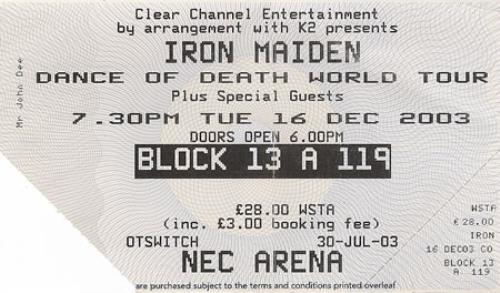 Iron Maiden Dance Of Death World Tour 2003-2004 + Ticket tour programme UK IROTRDA383709