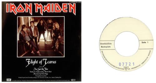 Iron Maiden Flight Of Icarus - White Label Test Pressing 7" vinyl single (7 inch record / 45) German IRO07FL524875