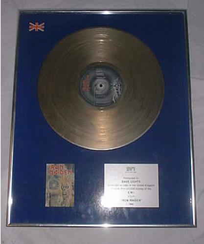Iron Maiden Iron Maiden - Dave Lights award disc UK IROAWIR213378