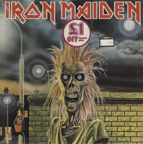 Iron Maiden Iron Maiden - HMV Stickered Shrinkwrap vinyl LP album (LP record) UK IROLPIR829764