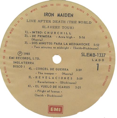 Iron Maiden Live After Death 2-LP vinyl record set (Double LP Album) Mexican IRO2LLI133771