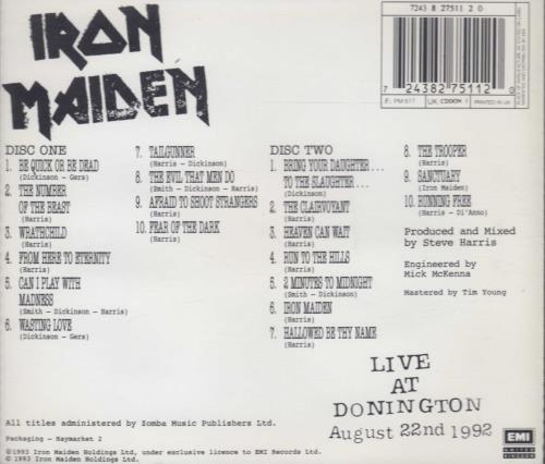Iron Maiden Live At Donington - Holland 2 CD album set (Double CD) UK IRO2CLI708318