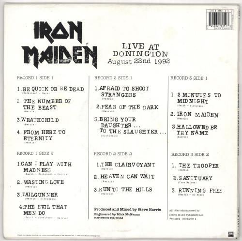 Iron Maiden Live At Donington 3-LP vinyl record set (Triple LP Album) UK IRO3LLI23754