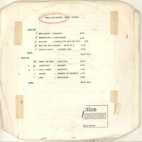 Iron Maiden Metal For Muthas - white label TP vinyl LP album (LP record) UK IROLPME206032