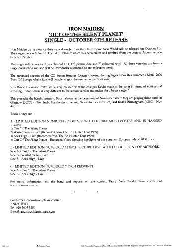 Iron Maiden Out Of The Silent Planet CD single (CD5 / 5") UK IROC5OU166683