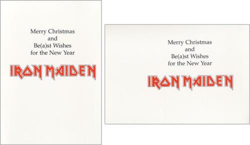 Iron Maiden Pair of Xmas Cards memorabilia UK IROMMPA457919