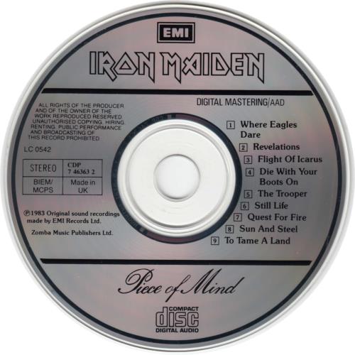 Iron Maiden Piece Of Mind CD album (CDLP) UK IROCDPI708327