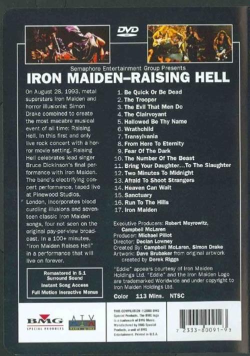 Iron Maiden Raising Hell DVD US IRODDRA283332