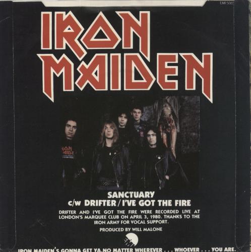 Iron Maiden Sanctuary - Censored P/S 7" vinyl single (7 inch record / 45) UK IRO07SA01448