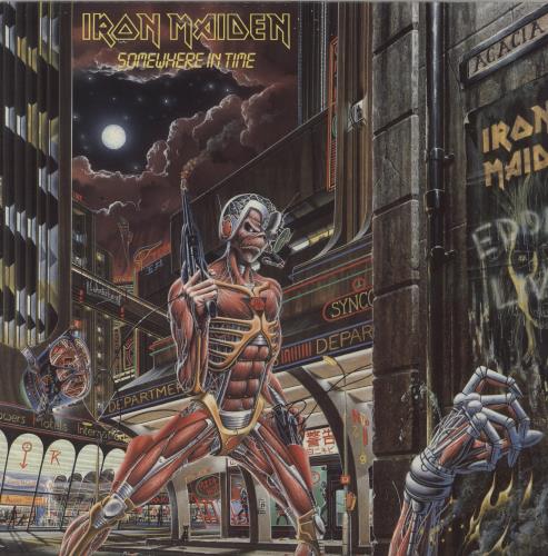 Iron Maiden Somewhere In Time + Merch Insert - VG vinyl LP album (LP record) UK IROLPSO868818