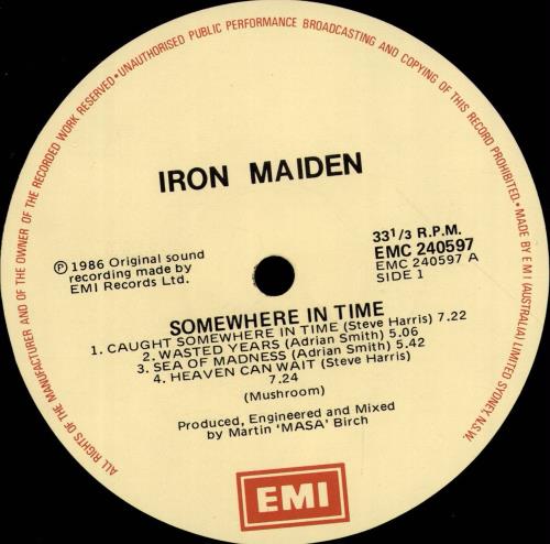 Iron Maiden Somewhere In Time - EX vinyl LP album (LP record) Australian IROLPSO695545