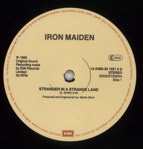 Iron Maiden Stranger In A Strange Land - EX 12" vinyl single (12 inch record / Maxi-single) Dutch IRO12ST506331