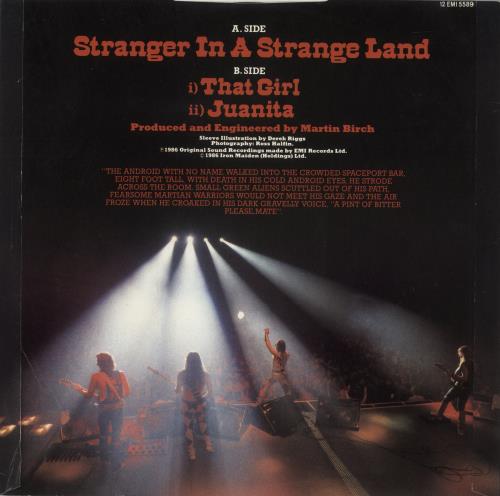 Iron Maiden Stranger In A Strange Land - EX 12" vinyl single (12 inch record / Maxi-single) UK IRO12ST650115