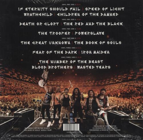 Iron Maiden The Book Of Souls: Live Chapter - stickered shrink 3-LP vinyl record set (Triple LP Album) UK IRO3LTH835732