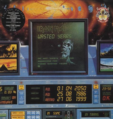 Iron Maiden Wasted Years / Stranger In A Strange Land + Voucher 12" vinyl single (12 inch record / Maxi-single) UK IRO12WA00748