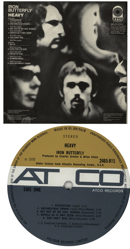 Iron Butterfly Heavy UK vinyl LP album (LP record) (582005)