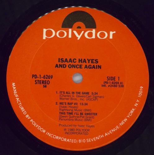 Isaac Hayes And Once Again vinyl LP album (LP record) US IHYLPAN309092