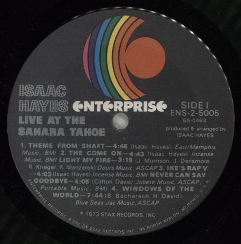 Isaac Hayes Live At The Sahara Tahoe 2-LP vinyl record set (Double LP Album) US IHY2LLI662763