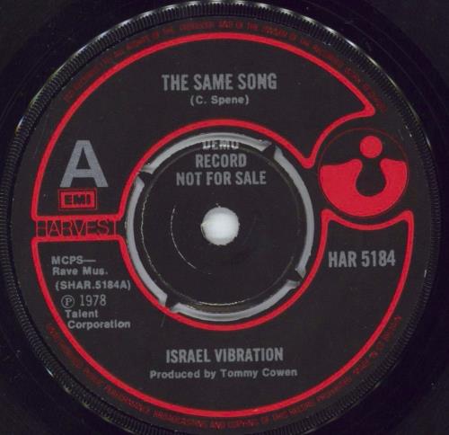 Israel Vibration The Same Song 7" vinyl single (7 inch record / 45) UK Q0Z07TH850054