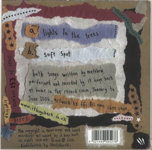 It Hugs Back Lights In The Trees - Numbered Sleeve 7" vinyl single (7 inch record / 45) UK QWB07LI702024