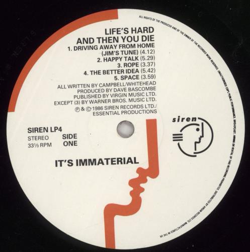 It's Immaterial Life's Hard And Then You Die vinyl LP album (LP record) UK ITSLPLI320327