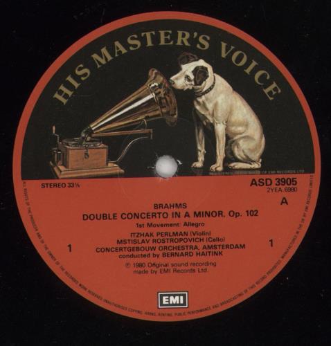 Itzhak Perlman Brahms: Double Concerto vinyl LP album (LP record) UK IT-LPBR879132