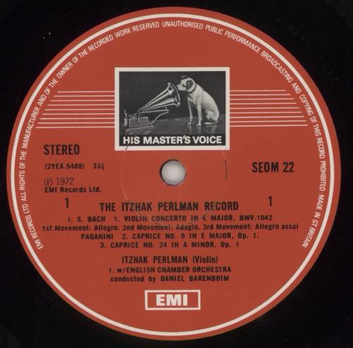 Itzhak Perlman The Itzhak Perlman Record - Factory Sample vinyl LP album (LP record) UK IT-LPTH861268