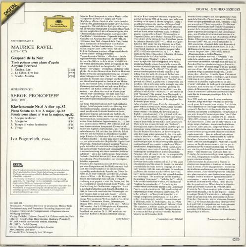 Ivo Pogorelich Ravel: Gaspard De La Nuit / Prokofiev: Piano Sonata No. 6 vinyl LP album (LP record) German QV4LPRA689009