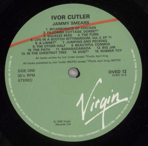 Ivor Cutler Jammy Smears - EX vinyl LP album (LP record) UK IVCLPJA591600