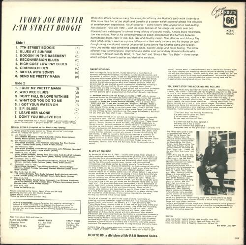 Ivory Joe Hunter 7th Street Boogie vinyl LP album (LP record) Swedish IJHLPTH707090